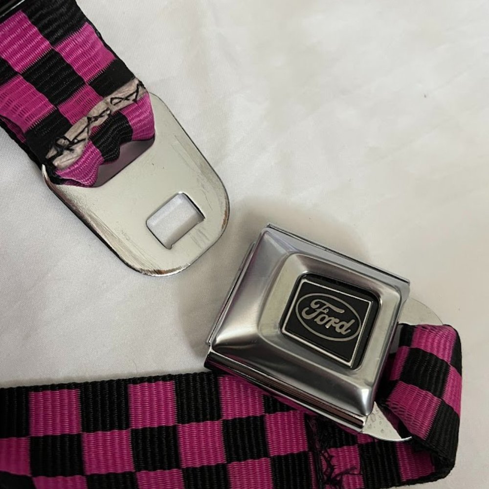 Pink Checkerboard FORD Seatbelt Belt